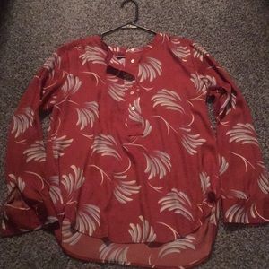 Loft burgundy, cream, periwinkle blue small blouse